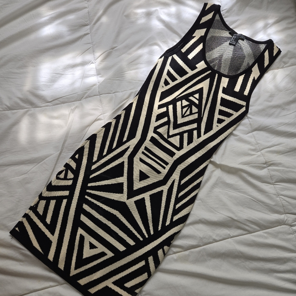 Forever 21 Bodycon art deco pattern knit mini dress 2014